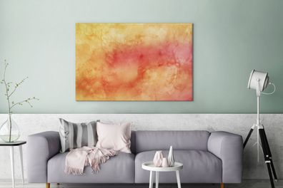 Leinwandbilder - 140x90 cm - Aquarell - Rot - Orange (Gr. 140x90 cm)