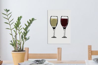 Leinwandbilder - 20x30 cm - Illustration - Weingläser - Wein - Zeichnung - Bild