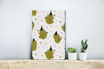 Leinwandbilder - 20x30 cm - Muster - Dinosaurier - Party (Gr. 20x30 cm)