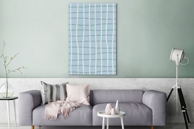 Leinwandbilder - 90x140 cm - Blau - Weiß - Muster (Gr. 90x140 cm)