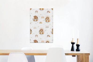 Leinwandbilder - 40x60 cm - Muster - Dinosaurier - Regenbogen (Gr. 40x60 cm)