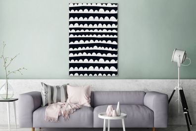 Leinwandbilder - 80x120 cm - Muster - Rund - Schwarz - Weiß (Gr. 80x120 cm)