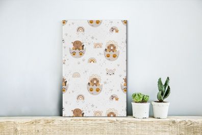 Leinwandbilder - 20x30 cm - Muster - Dinosaurier - Regenbogen (Gr. 20x30 cm)