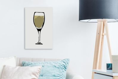Leinwandbilder - 20x30 cm - Illustration eines Weinglases mit Weißwein (Gr. 20x30 cm)