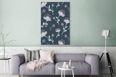 Leinwandbilder - 80x120 cm - Muster - Blumen - Polka dots (Gr. 80x120 cm)