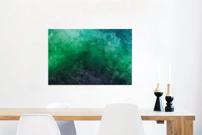 Leinwandbilder - 90x60 cm - Aquarell - Blau - Grün (Gr. 90x60 cm)