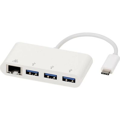 USB type-C Netzwerk Adapter + Hub bis 3 USB Geräte LAN Adapter Netzwerk