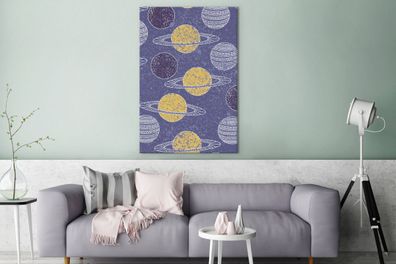 Leinwandbilder - 90x140 cm - Planeten - Farben - Muster (Gr. 90x140 cm)