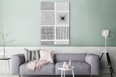 Leinwandbilder - 90x140 cm - Quadratisch - Schwarz - Weiß - Patterns (Gr. 90x140 cm)