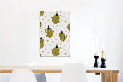 Leinwandbilder - 60x90 cm - Muster - Dinosaurier - Party (Gr. 60x90 cm)