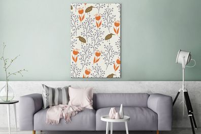 Leinwandbilder - 90x140 cm - Vogel - Blume - Muster (Gr. 90x140 cm)