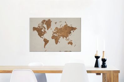 Leinwandbilder - 90x60 cm - Weltkarte - Vintage - Karten (Gr. 90x60 cm)