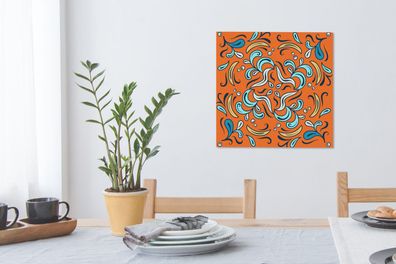Leinwandbilder - 50x50 cm - Blütenblätter - Blau - Gelb - Weiß (Gr. 50x50 cm)