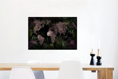 Leinwandbilder - 60x40 cm - Weltkarte - Luxus - Pflanzen (Gr. 60x40 cm)