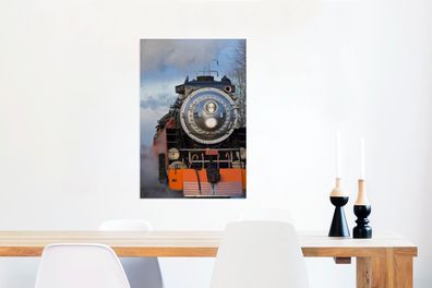 Glasbilder - 60x90 cm - Frontansicht einer Dampflokomotive (Gr. 60x90 cm)