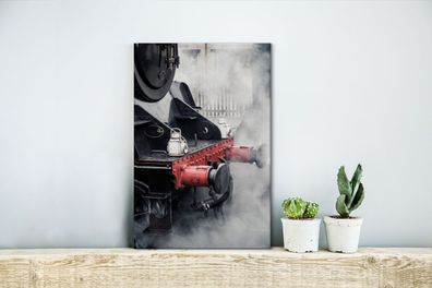 Leinwandbilder - 20x30 cm - Nahaufnahme der Frontpartie einer Dampflokomotive