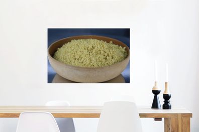 Glasbilder - 90x60 cm - Eine Nahaufnahme des Superfoods Quinoa in einer Holzschale