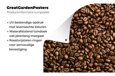 Gartenposter - 120x80 cm - Hellbraune Kaffeebohnen in einem Stapel (Gr. 120x80 cm)
