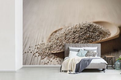 Fototapete - 360x240 cm - Das Superfood Quinoa im Holzlöffel (Gr. 360x240 cm)