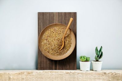 Glasbilder - 20x30 cm - Eine rustikale Holzschale mit Quinoa und Holzlöffel