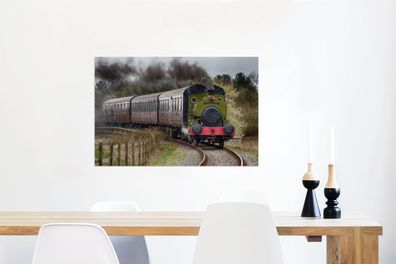 Glasbilder - 60x40 cm - Vorderansicht einer Dampflokomotive (Gr. 60x40 cm)
