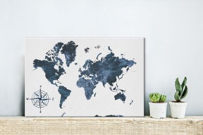 Leinwandbilder - 30x20 cm - Weltkarte - Luxus - Blau (Gr. 30x20 cm)