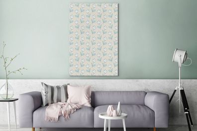 Leinwandbilder - 90x140 cm - Blumen - Tulpen - Muster (Gr. 90x140 cm)