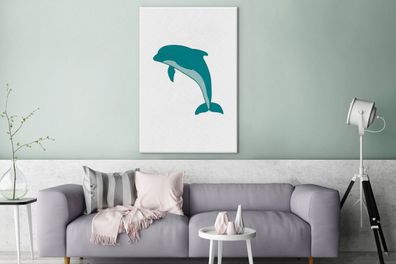Leinwandbilder - 90x140 cm - Delfin - Kinder - Weiß (Gr. 90x140 cm)