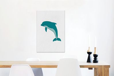 Leinwandbilder - 40x60 cm - Delfin - Kinder - Weiß (Gr. 40x60 cm)