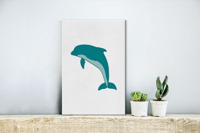 Leinwandbilder - 20x30 cm - Delfin - Kinder - Weiß (Gr. 20x30 cm)