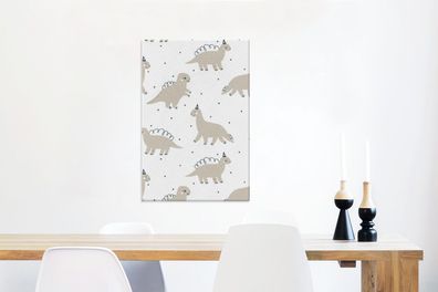 Leinwandbilder - 40x60 cm - Muster - Dinosaurier - Party (Gr. 40x60 cm)
