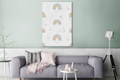 Leinwandbilder - 90x140 cm - Muster - Regenbogen - Pastell (Gr. 90x140 cm)