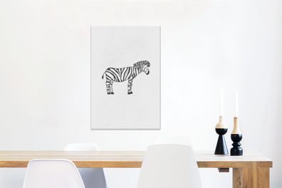 Leinwandbilder - 60x90 cm - Zebra - Kinder - Weiß (Gr. 60x90 cm)