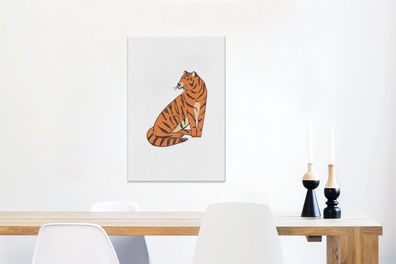 Leinwandbilder - 60x90 cm - Tiger - Kinder - Weiß (Gr. 60x90 cm)