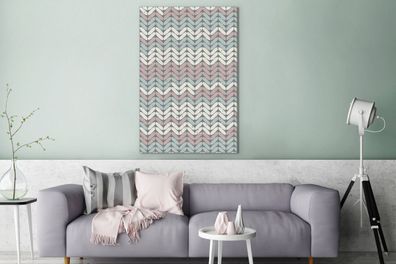 Leinwandbilder - 90x140 cm - Stricken - Farben - Muster (Gr. 90x140 cm)