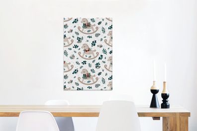 Leinwandbilder - 40x60 cm - Muster - Schaukelpferd - Blätter (Gr. 40x60 cm)