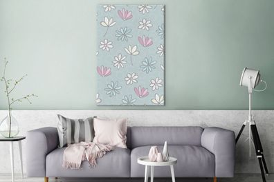 Leinwandbilder - 90x140 cm - Blumen - Farben - Muster (Gr. 90x140 cm)