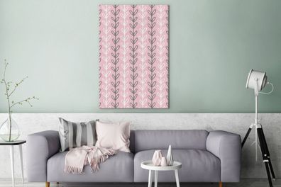 Leinwandbilder - 90x140 cm - Blätter - Muster - Rosa (Gr. 90x140 cm)