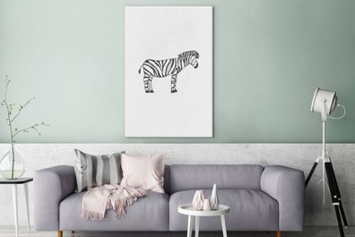 Leinwandbilder - 80x120 cm - Zebra - Kinder - Weiß (Gr. 80x120 cm)
