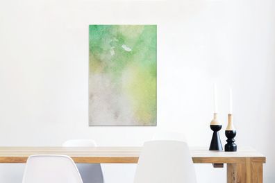 Leinwandbilder - 40x60 cm - Aquarell - Grün - Gelb - Weiß (Gr. 40x60 cm)