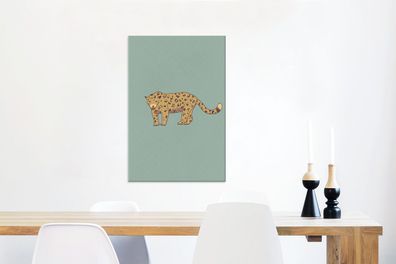 Leinwandbilder - 60x90 cm - Leopard - Kinder - Grün (Gr. 60x90 cm)