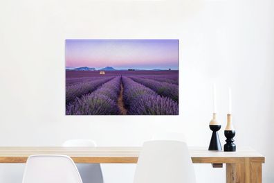 Leinwandbilder - 60x40 cm - Lavendelfeld bei Sonnenuntergang in Südfrankreich