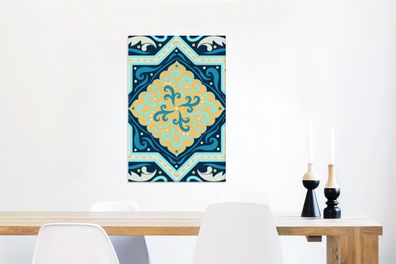 Leinwandbilder - 60x90 cm - Quadratisch - Blau - Muster (Gr. 60x90 cm)