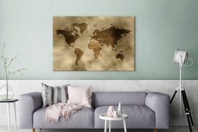 Leinwandbilder - 140x90 cm - Weltkarte - Aquarell - Muster (Gr. 140x90 cm)