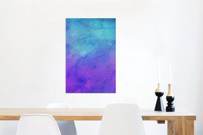 Leinwandbilder - 40x60 cm - Aquarell - Lila - Hellblau (Gr. 40x60 cm)