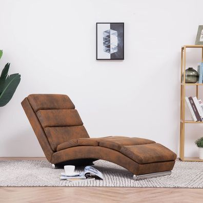 vidaXL Chaiselongue Braun Wildleder-Optik