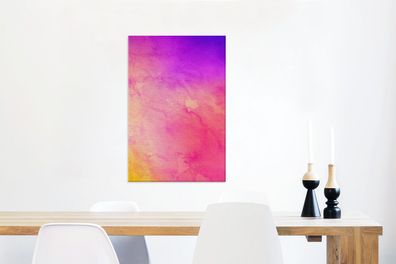 Leinwandbilder - 40x60 cm - Aquarell - Lila - Rosa - Gelb (Gr. 40x60 cm)