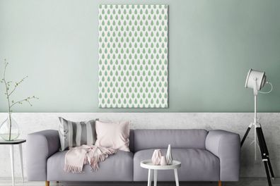 Leinwandbilder - 80x120 cm - Regen - Grün - Weiß - Muster (Gr. 80x120 cm)