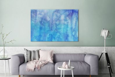 Leinwandbilder - 120x80 cm - Kunstwerk - Blau - Weiß - Abstrakt (Gr. 120x80 cm)