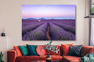 Leinwandbilder - 150x100 cm - Lavendelfeld bei Sonnenuntergang in Südfrankreich